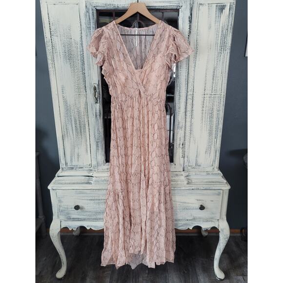 NWT Anthropologie V-Neck Flutter-Sleeve Dress - Large - Picture 5 of 6